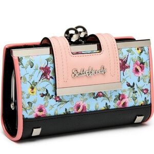 🎉Sally Young Floral Women's Clutch - Pink and Black NIB🎉